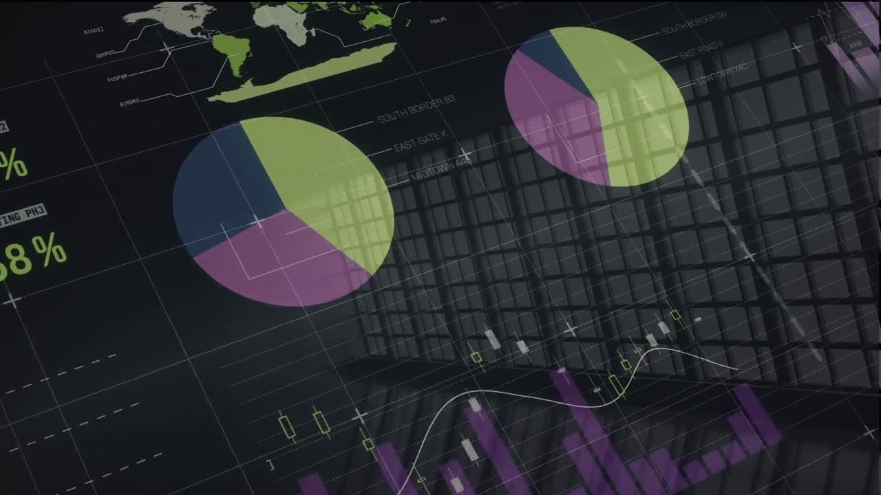 animación del procesamiento de datos financieros a través de ventanas