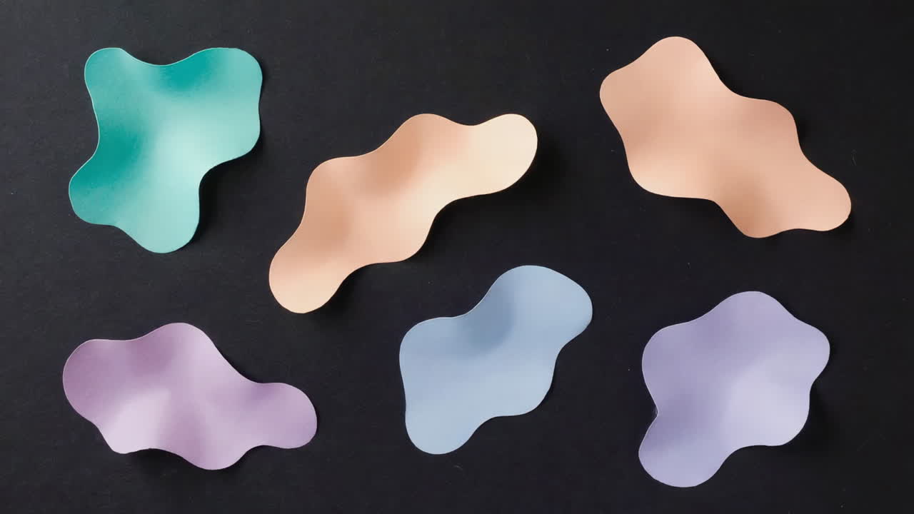 Abstract Pastel Organic Shapes on Black Background