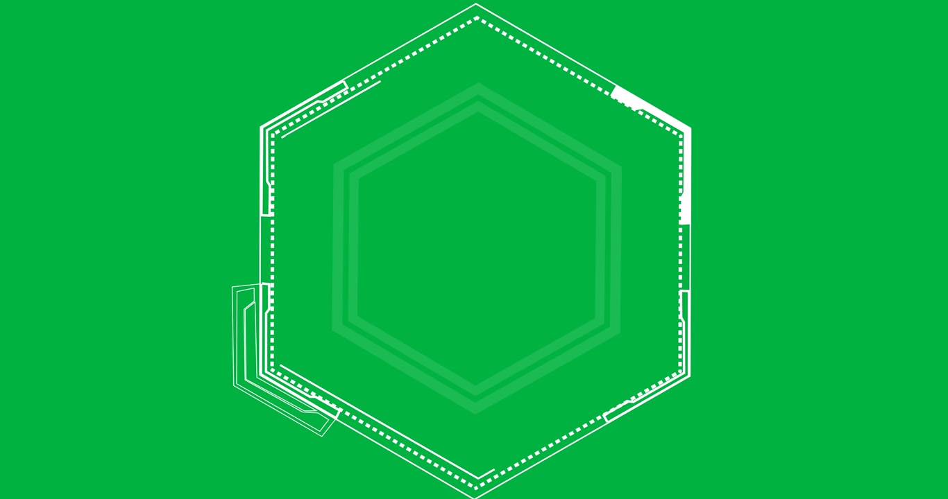 Animation of white hexagon appearing on transparent background