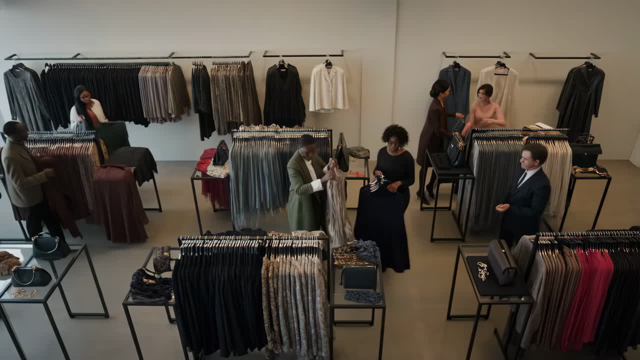 Customers Shopping for Clothes at a Boutique