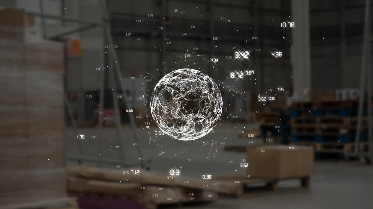 числа вокруг вращающегося цифрового глобуса