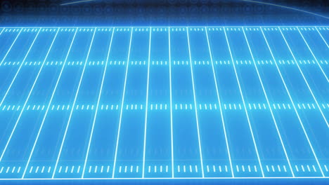 animación de un estadio deportivo de neón azul sobre círculos en fila sobre fondo negro