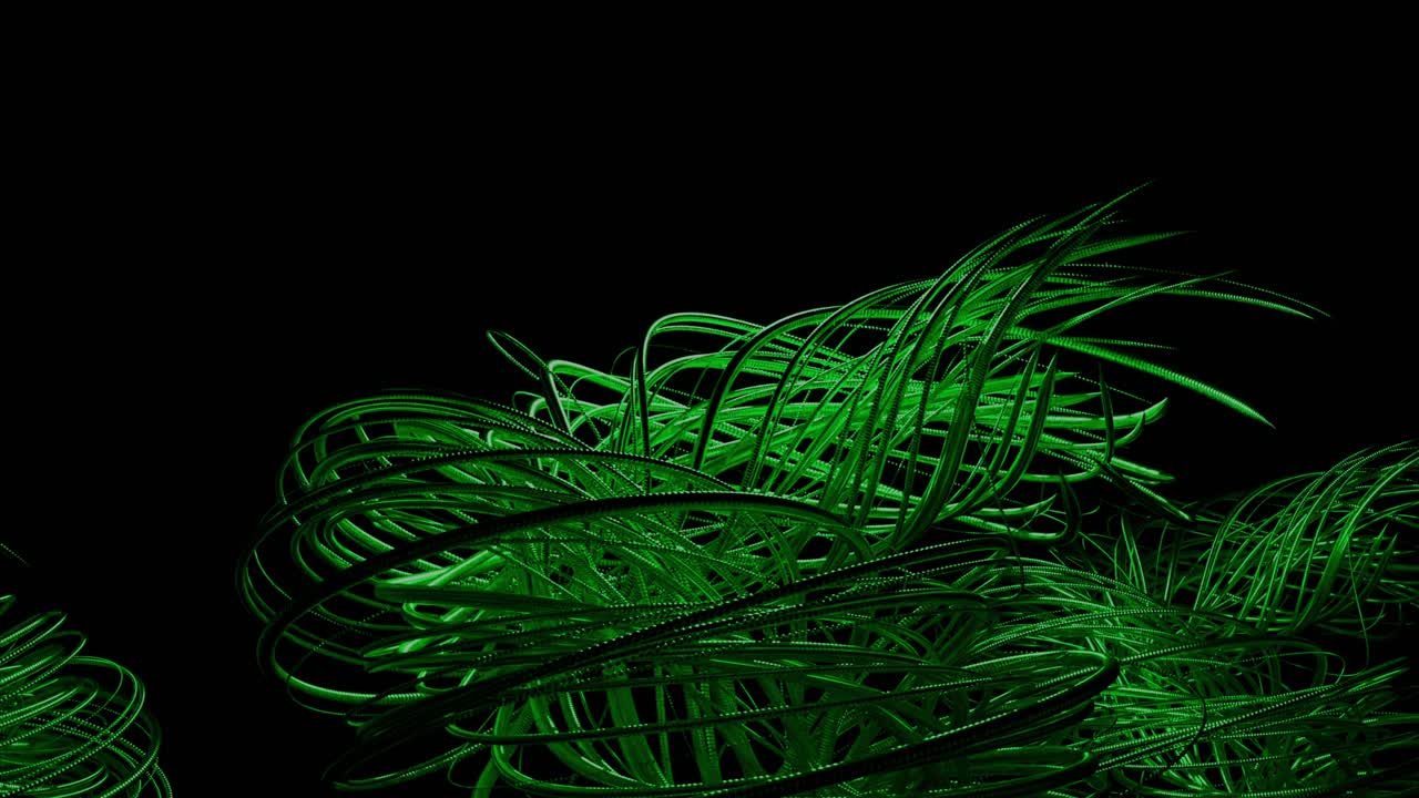 Glowing Green Lines Abstract Art