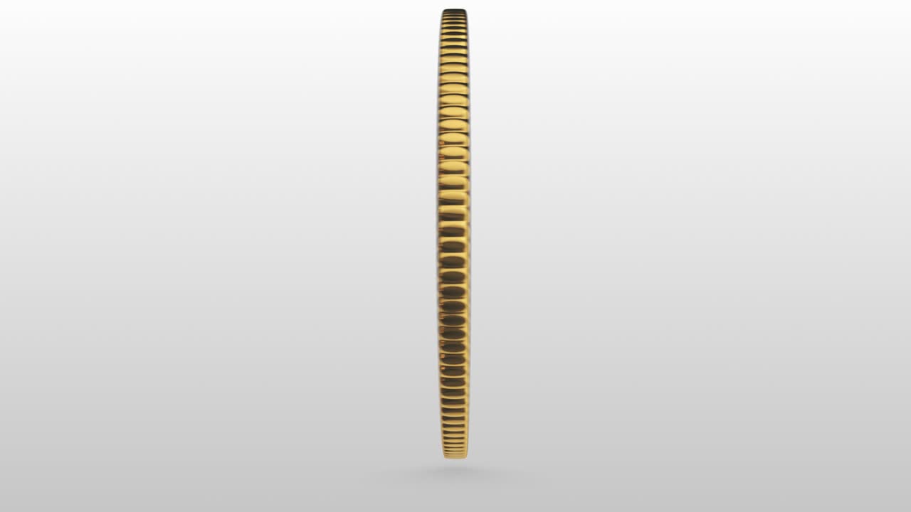 3d-рендеринг вращающейся монеты nft на белом фоне. видео с петлей. монета из золотого материала с рельефной схемой