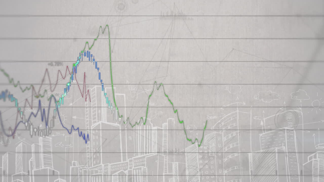 animación del procesamiento de datos financieros sobre un fondo blanco