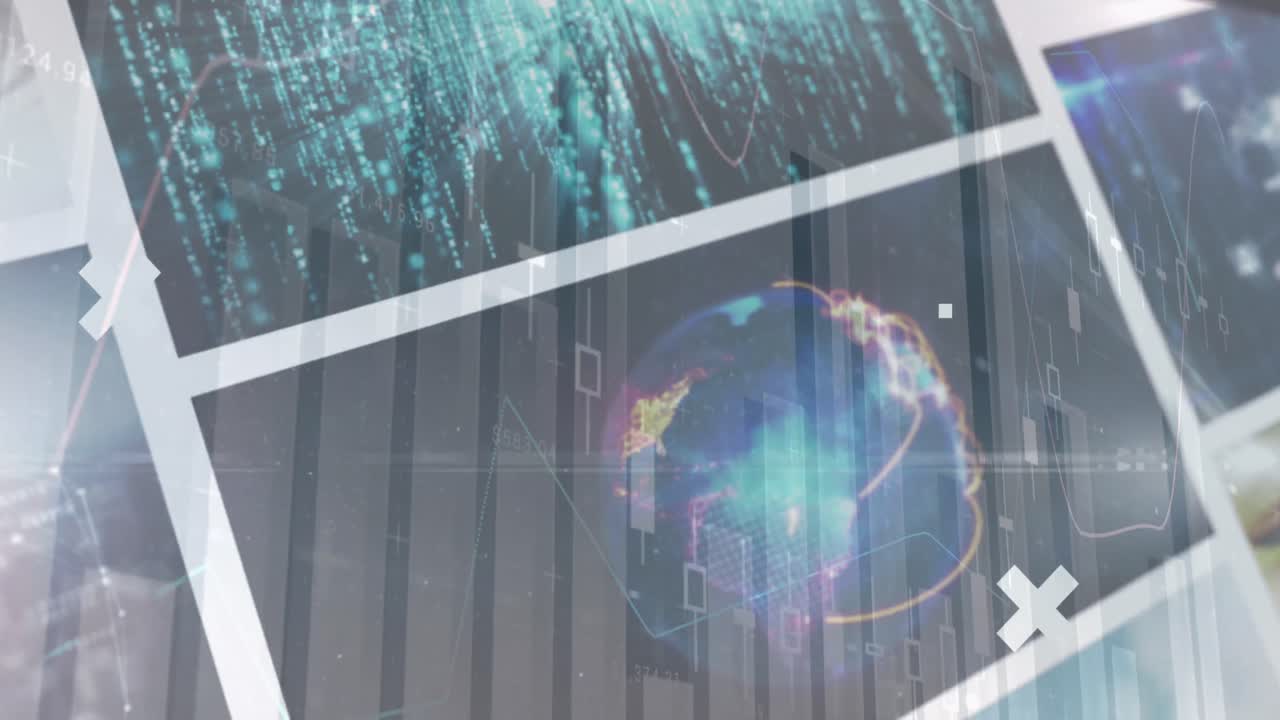 스크린을 통해 통계 및 데이터 처리의 애니메이션