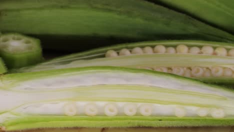 close up of okra slices
