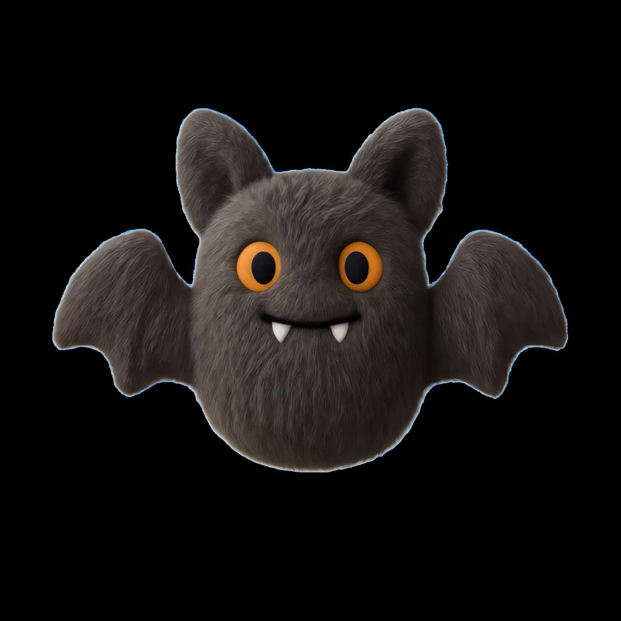 Cute fluffy bat illustration animation isolated asset, transparent 4K video, alpha channel, ProRes