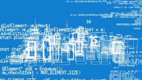 digital model of a city with interface codes