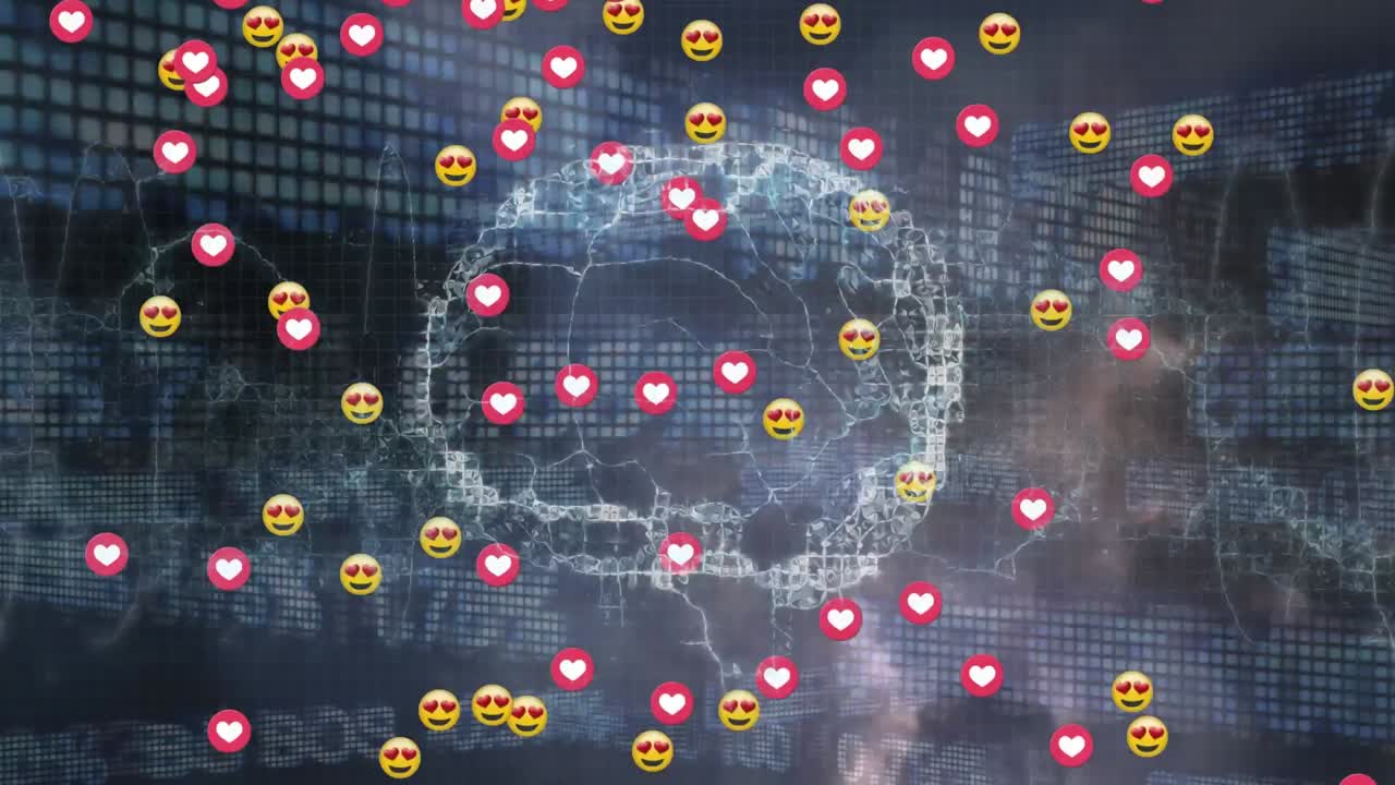 검은 바탕에 떠다니는 바이러스 세포의 애니메이션