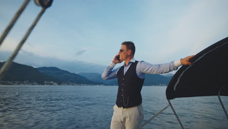 businessman on a yacht