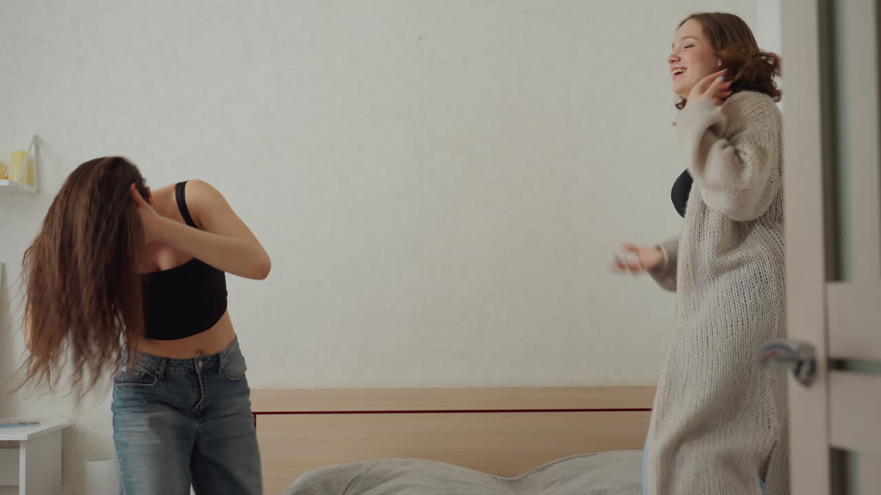 Women Grooming Intimacy, Gentle Morning Routine Between Friends, Soft Light Highlights Caring Hair Detangling Moment, Two Women Share Serene Grooming Session With Tender Touch And Warm Sunlight