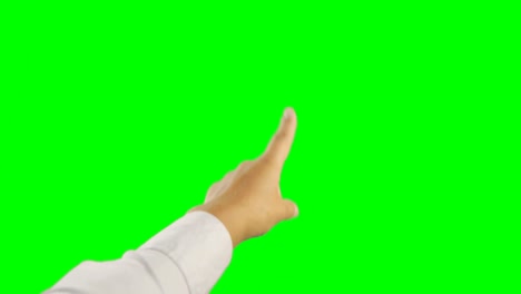 미래의 디지털 화면을 사용하여 손의 클로즈업