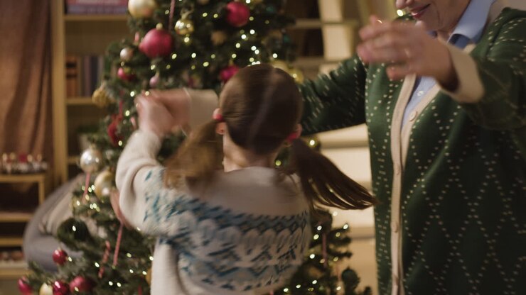 Grandmother and Grandchild Celebrating Christmas
