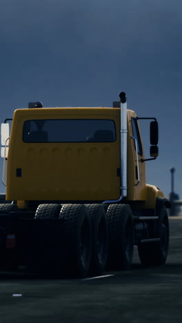 sunny afternoon drive on a coastal road with a yellow truck