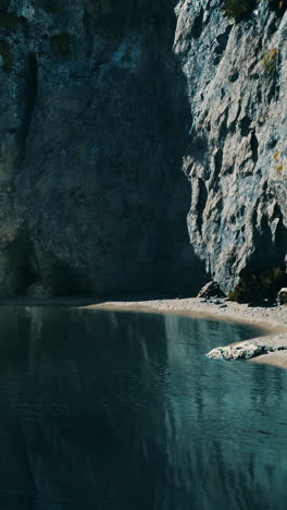 serene lake nestled in a mountain cliff