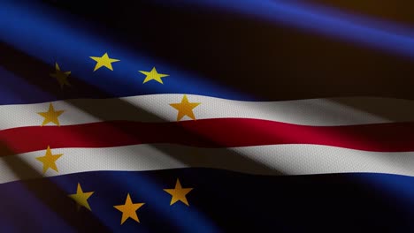 60fps dark cabo verde flag  with fabric texture waving - background, uhd 4k 3d seamless looping animation