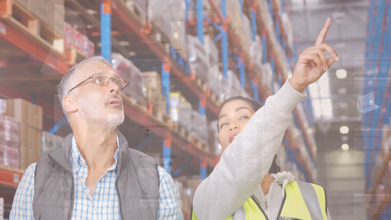 animación del procesamiento de datos sobre las personas que trabajan en el almacén