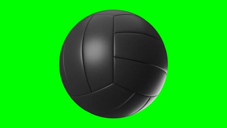 black volleyball isolated on green chroma key background.