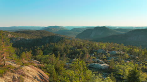 Aerial-Flyover-of-Breathtaking-Skuggenatten-Mountain-Forest-in-Norway