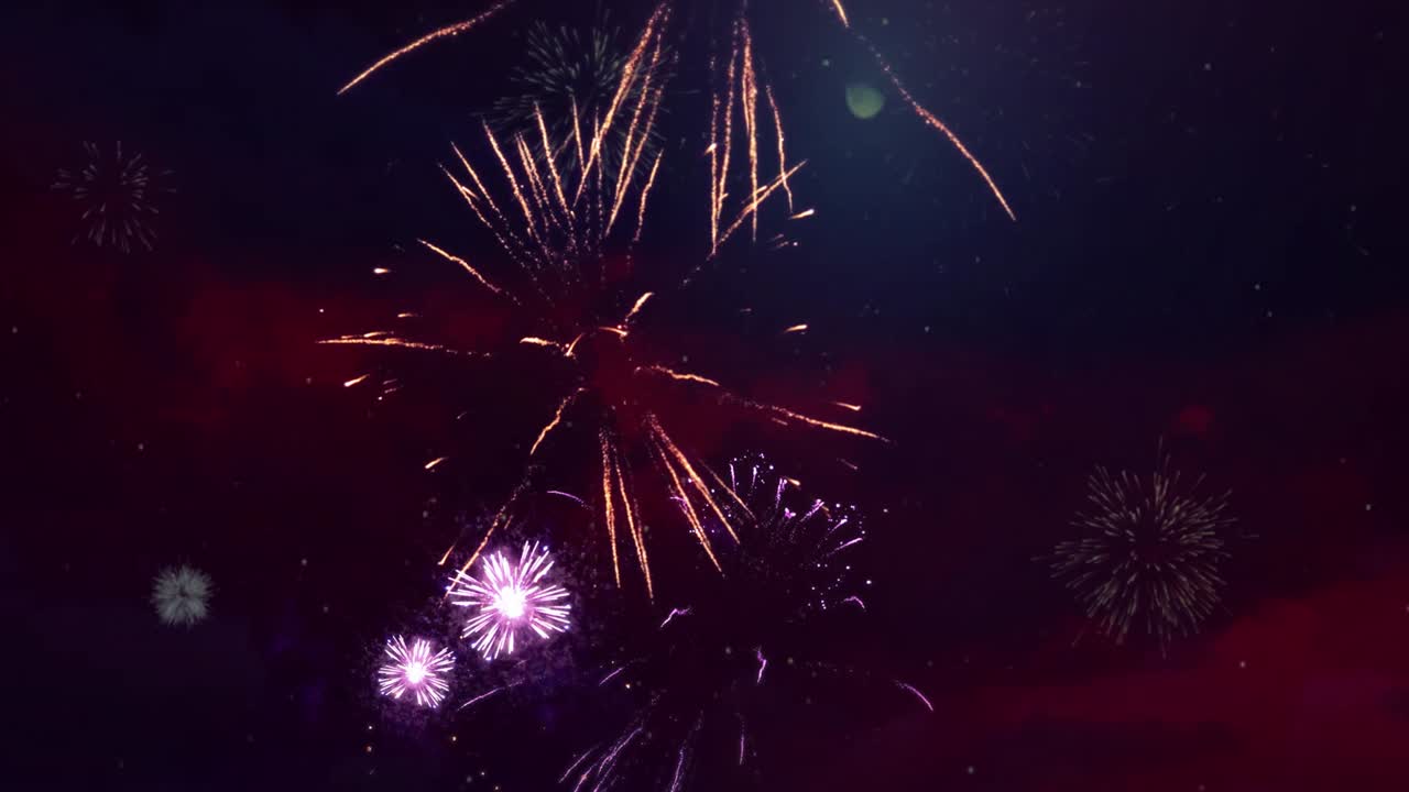 4k multi color múltiple forma explosión pantalla cielo noche fondo de bucle sin costuras