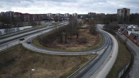 drone footage of the highway road
