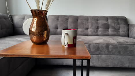 view of a cup of coffee served at home