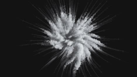 animation of a monochrome explosion of a powder.