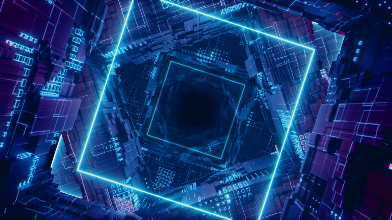 el túnel de neón futurista en 4k
