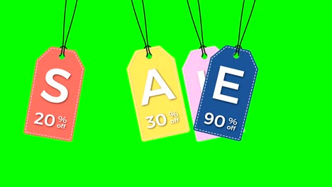 sale labels  isolated on green.