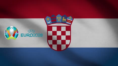 waving flag of croatia with euro 2021 uefa logo - illustrative loop animation