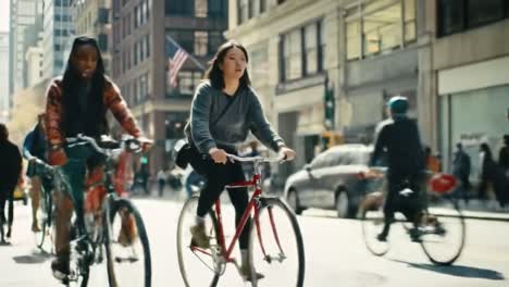woman cycling in new york city