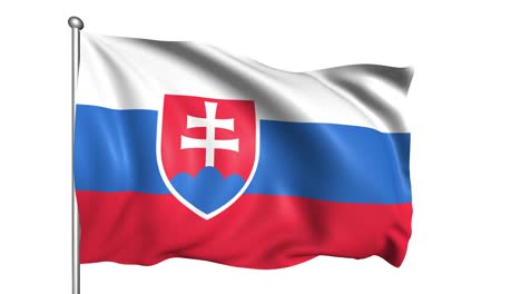 flag of slovakia with fabric structure in the wind (alpha channel, loopable)