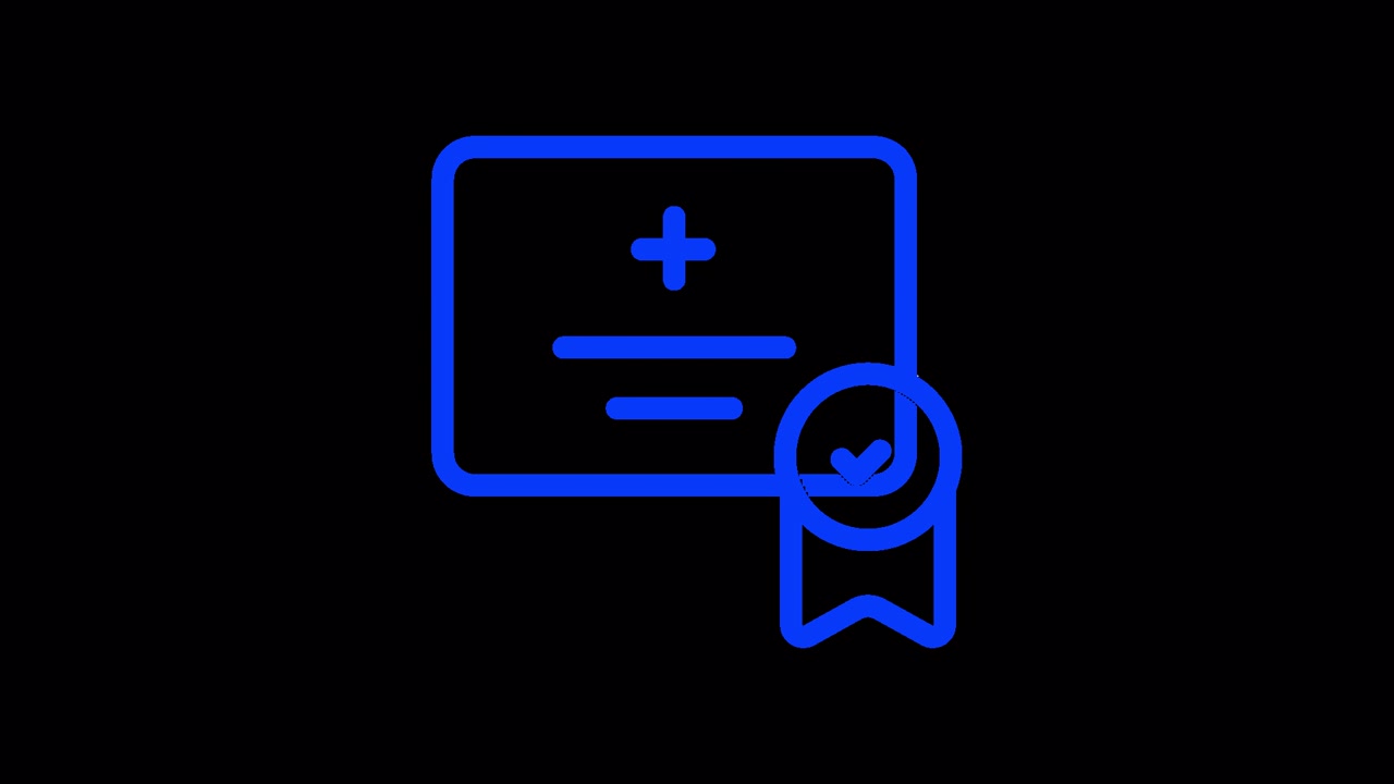Animated Blue Outline Medical Certificate with Checkmark