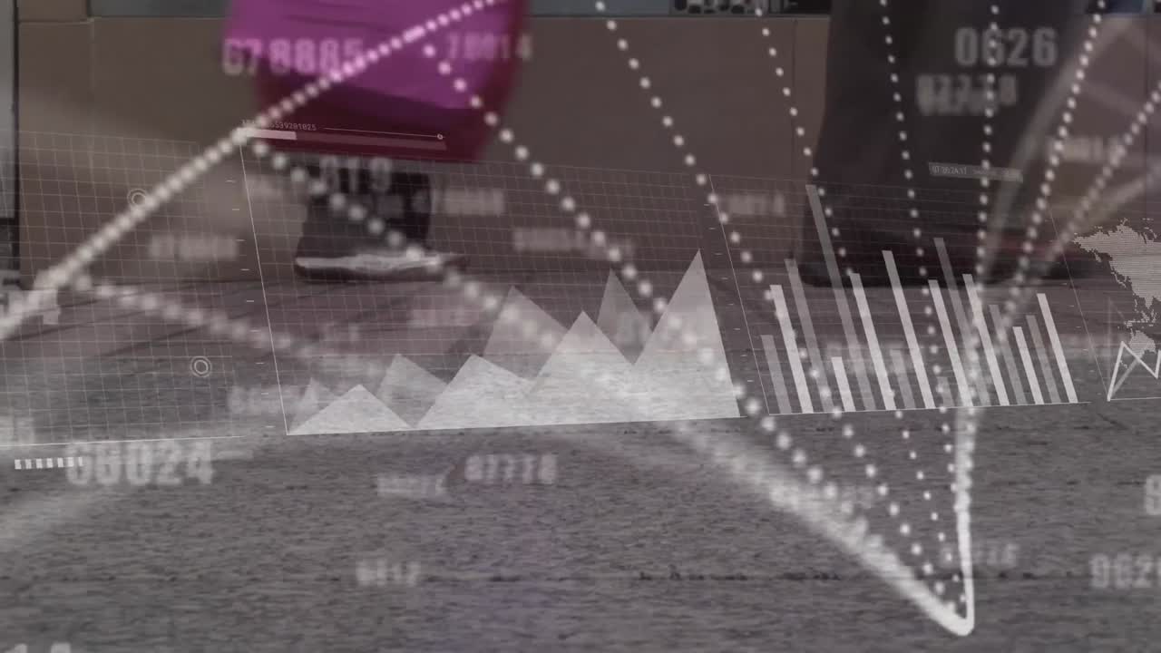 데이터 처리와 도시 풍경에 대한 dna 스트랜드의 애니메이션