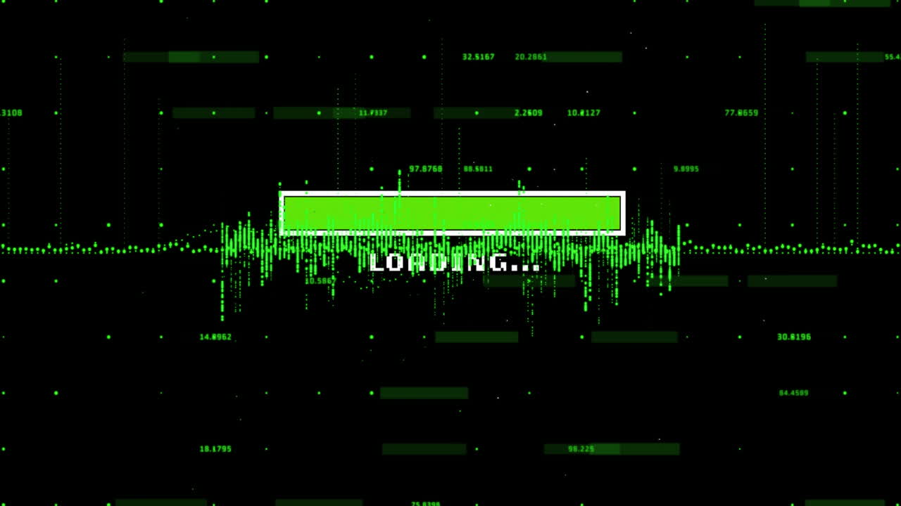 animación del procesamiento de datos sobre la barra de carga