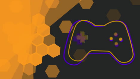 Animation of yellow and purple video game logo