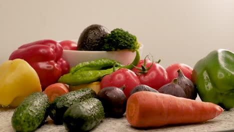 healthy foods are on the table in the kitchen