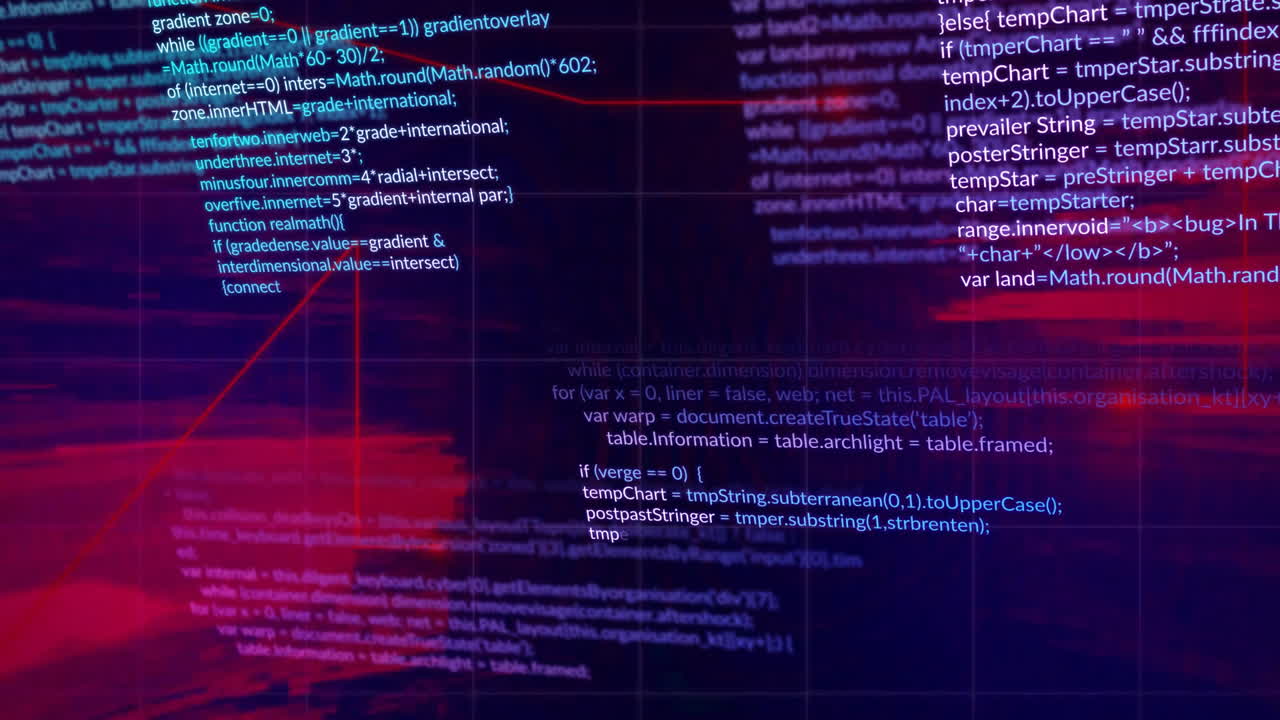 Animation af databehandling over røde former