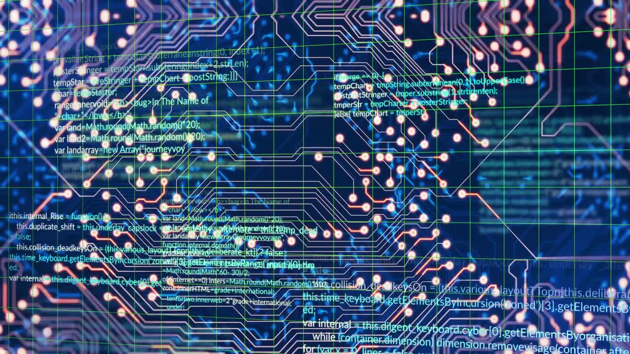 파란색 배경 위의 데이터 처리 애니메이션