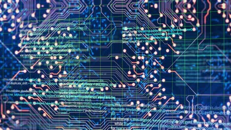 animación del procesamiento de datos sobre un fondo azul