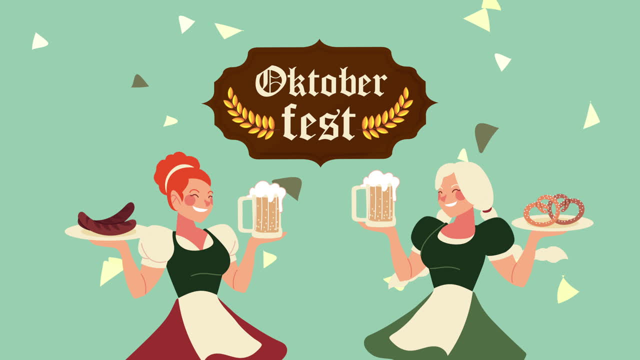 celebração do oktoberfest com empregadas de mesa