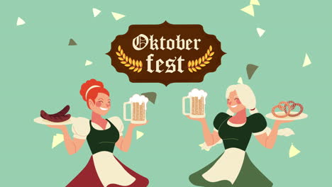 oktoberfest celebration with waitresses