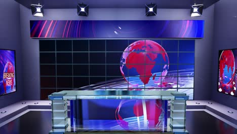 estudio de noticias virtual en 3d con bucle de fondo de noticias en 4k