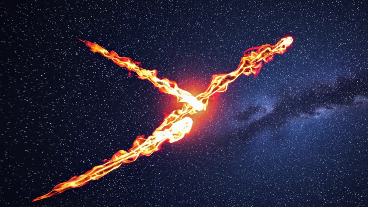 Fiery X-Shaped Collision in Space