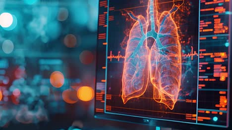digital medical scan of lungs on a monitor
