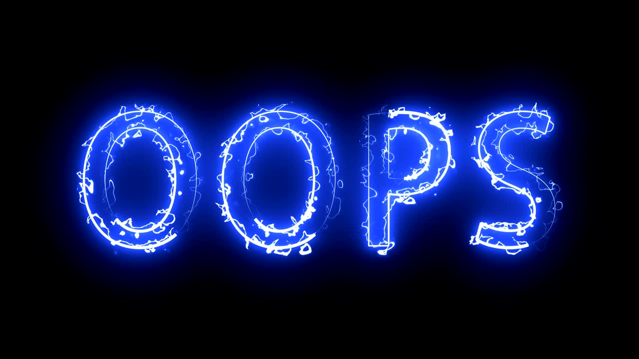 Burning letters of OOPS text, 3d render background, computer generating for creative