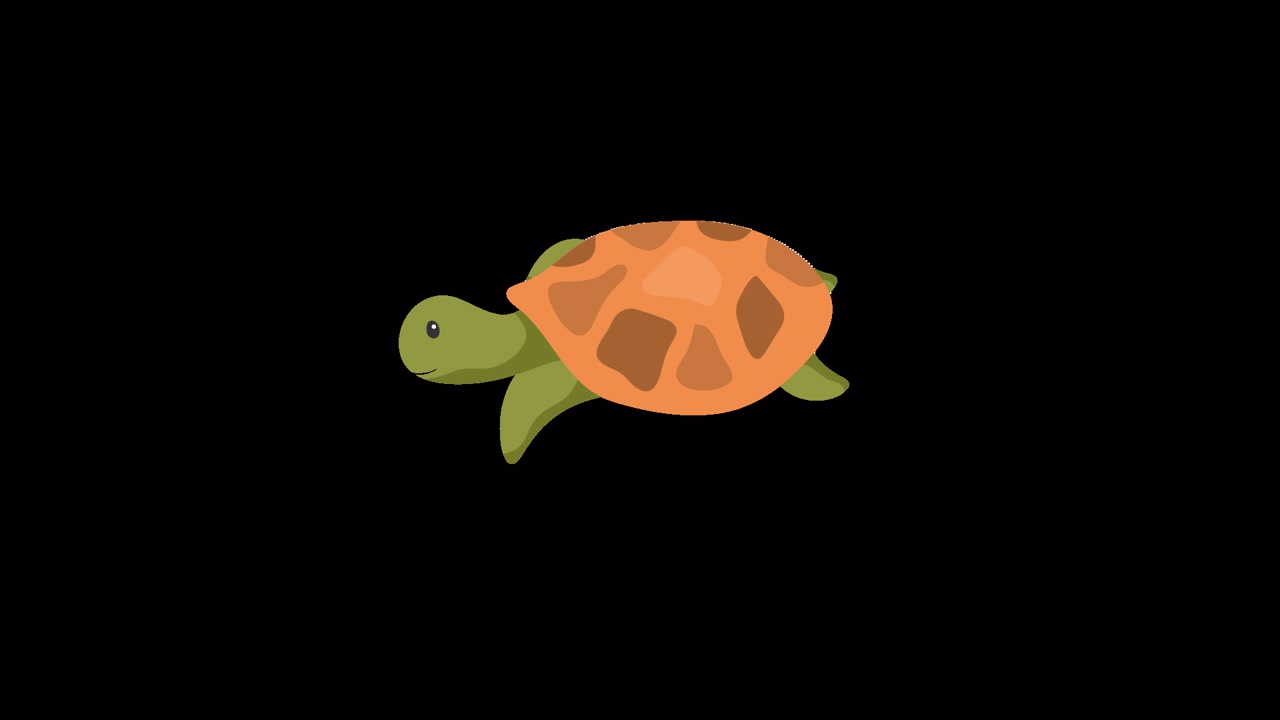 2D Animated Cartoon Turtle Walking with Transparent Background