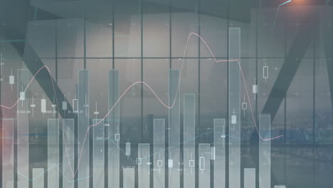 Animación-Del-Procesamiento-De-Datos-Financieros-Sobre-El-Paisaje-Urbano