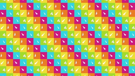 colección de aviones de papel hechos a mano. animación de bucle de avión de papel blanco que fluye sobre un fondo colorido. concepto de conexión de negocios. avión de origami volando.